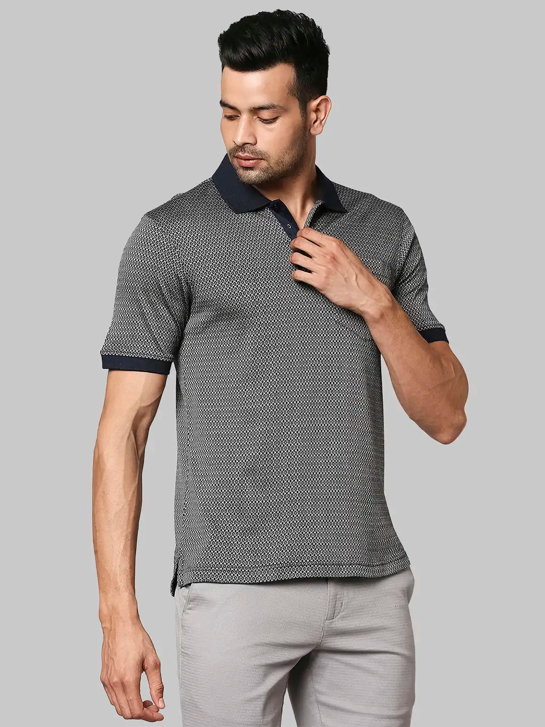Men Contemporary Fit Dark Blue Polo