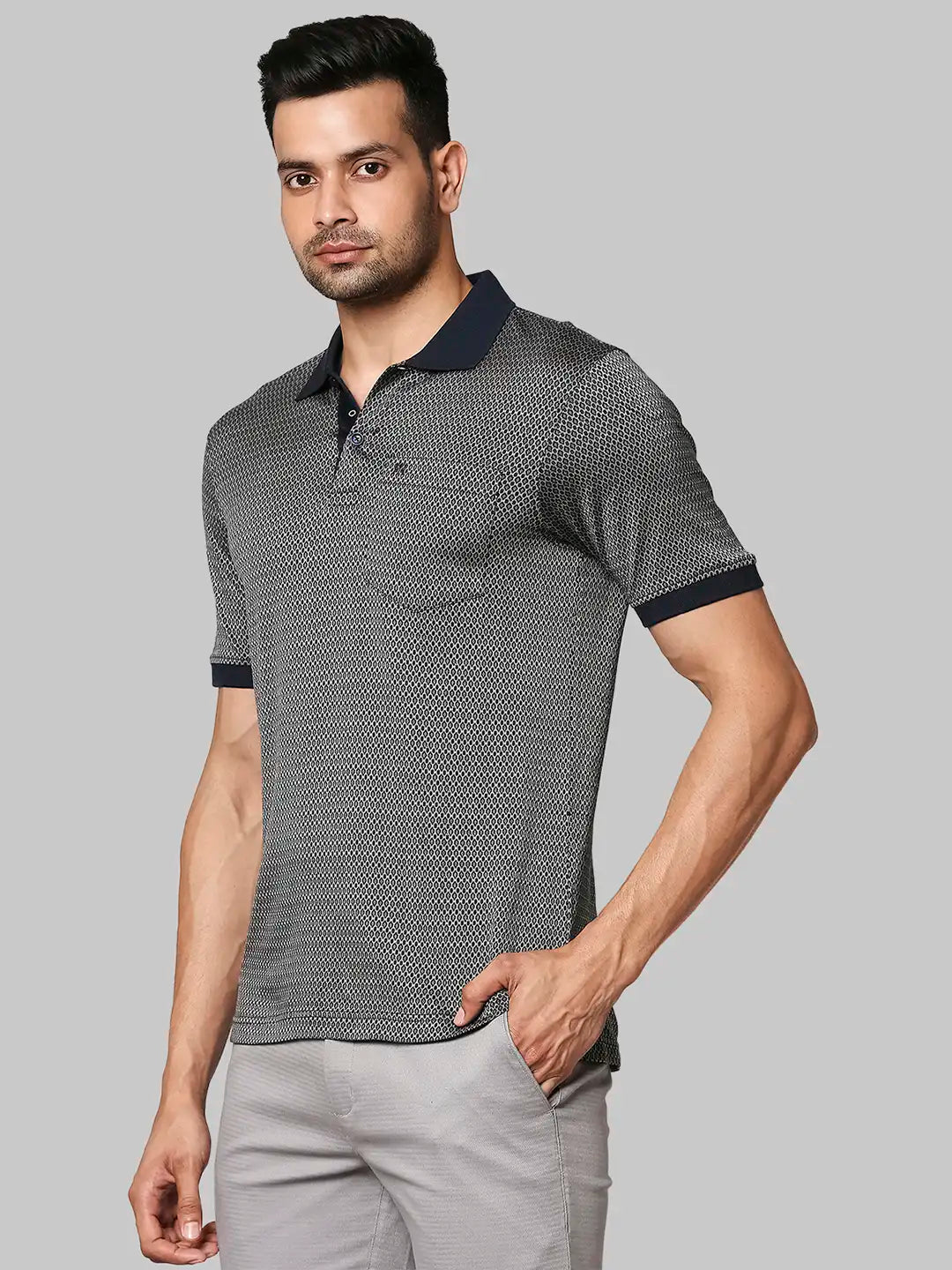Men Contemporary Fit Dark Blue Polo