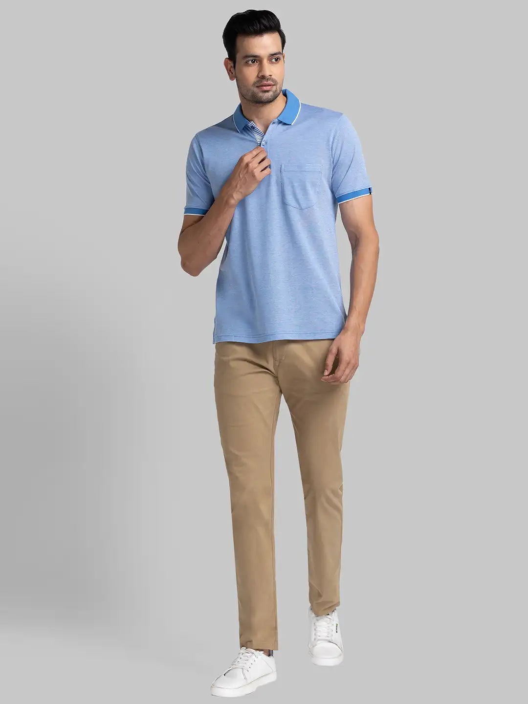 Men Regular Fit Blue Polo