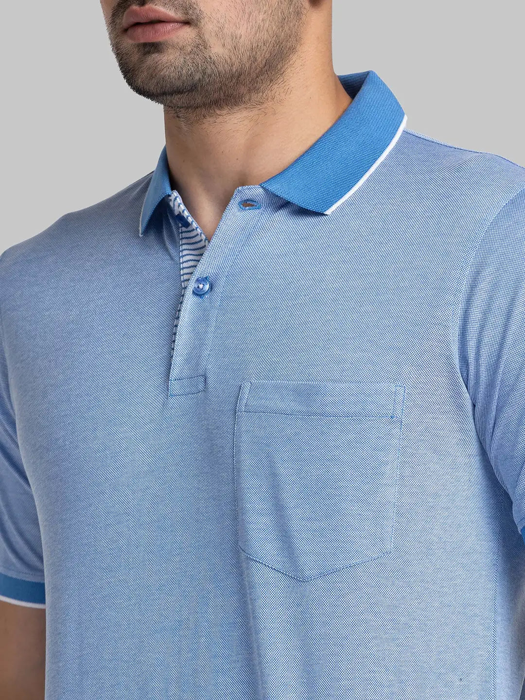 Men Regular Fit Blue Polo