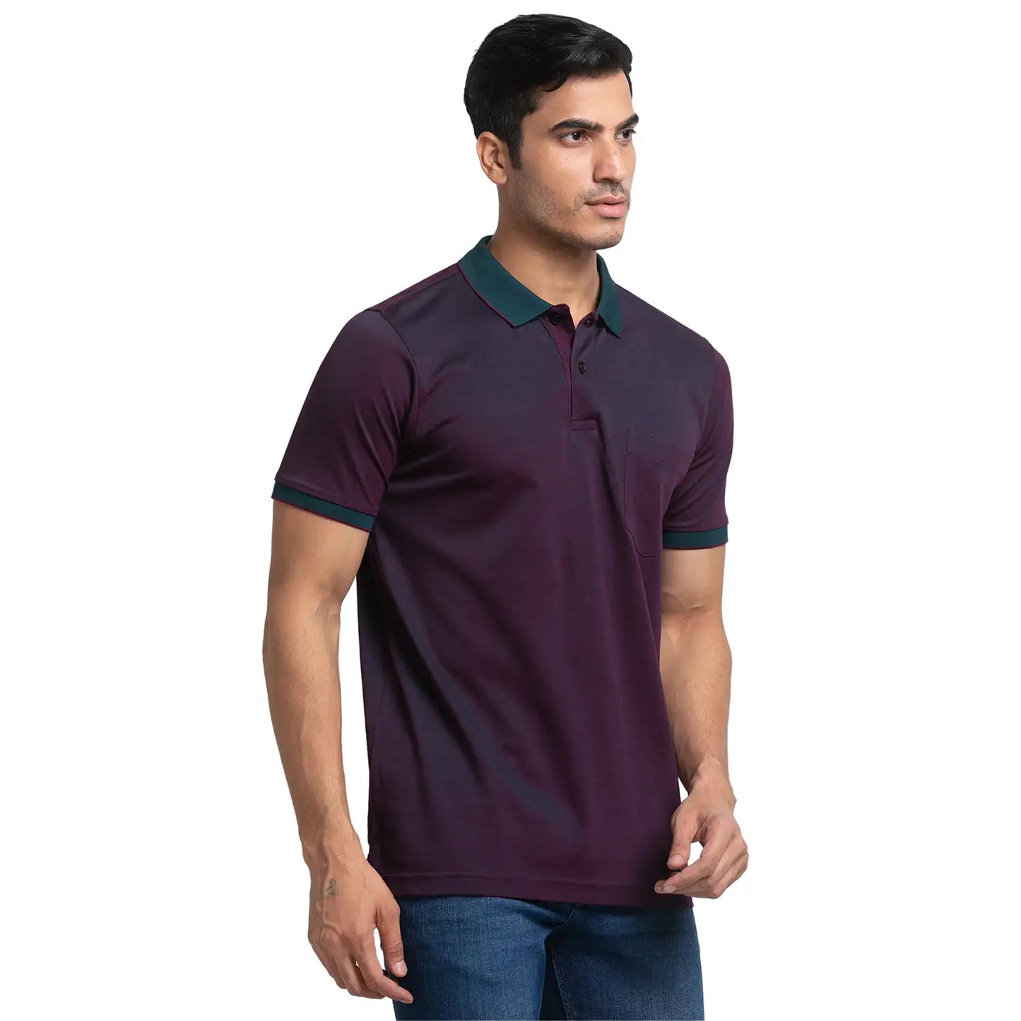 Men Slim Fit Fancy Blue Polo