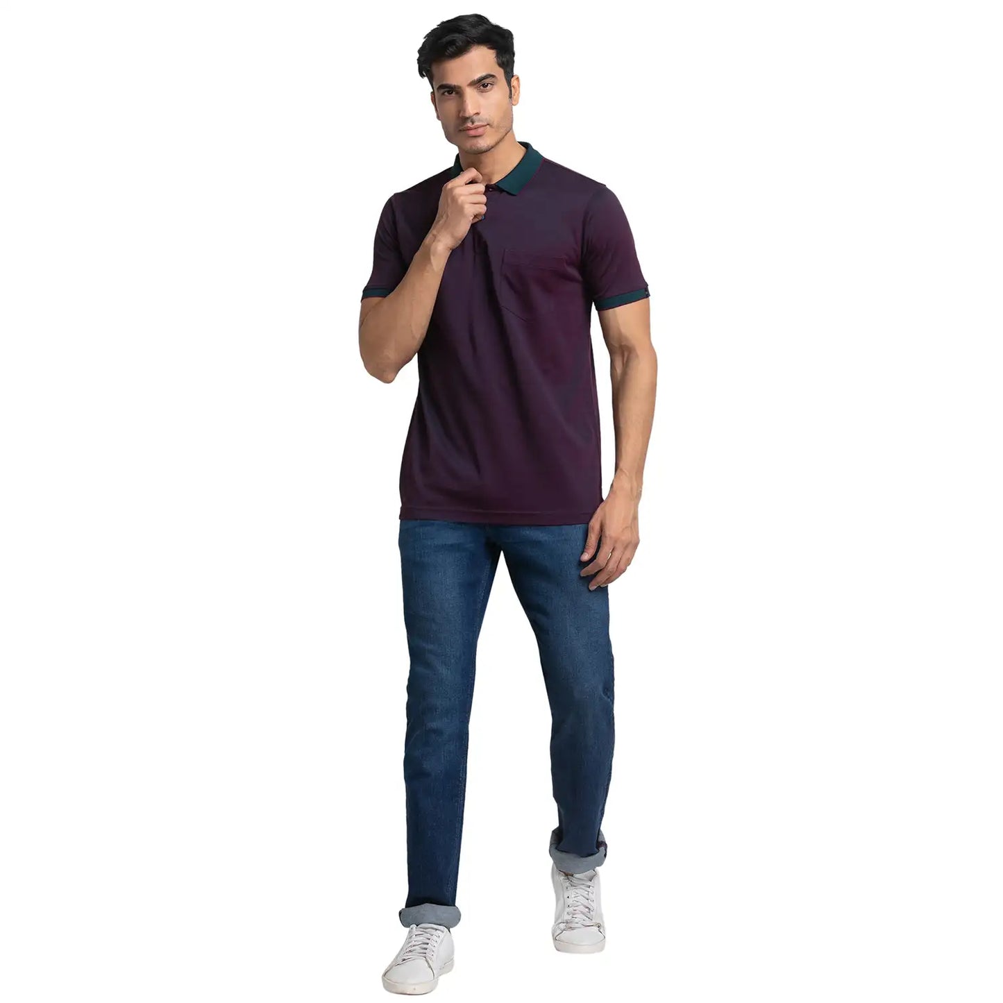 Men Slim Fit Fancy Blue Polo