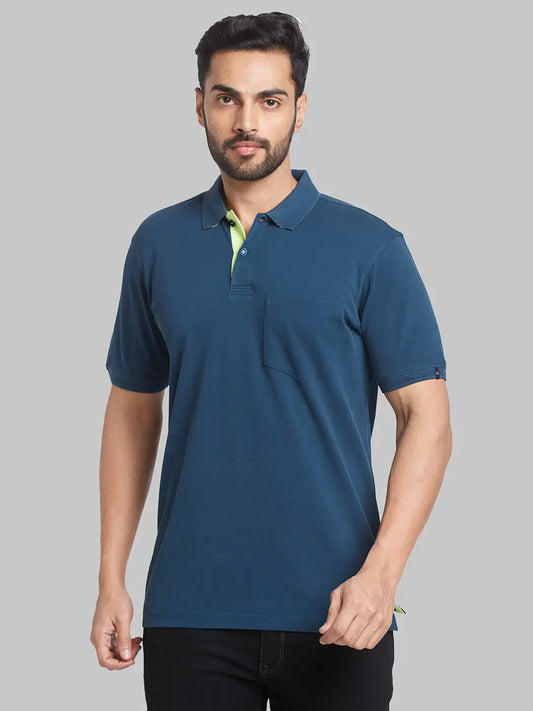 Men Contemporary Fit Blue T-Shirt