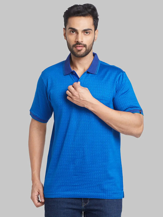 Raymond Men Brown Jacquard Contemporary Fit Cotton T-Shirt