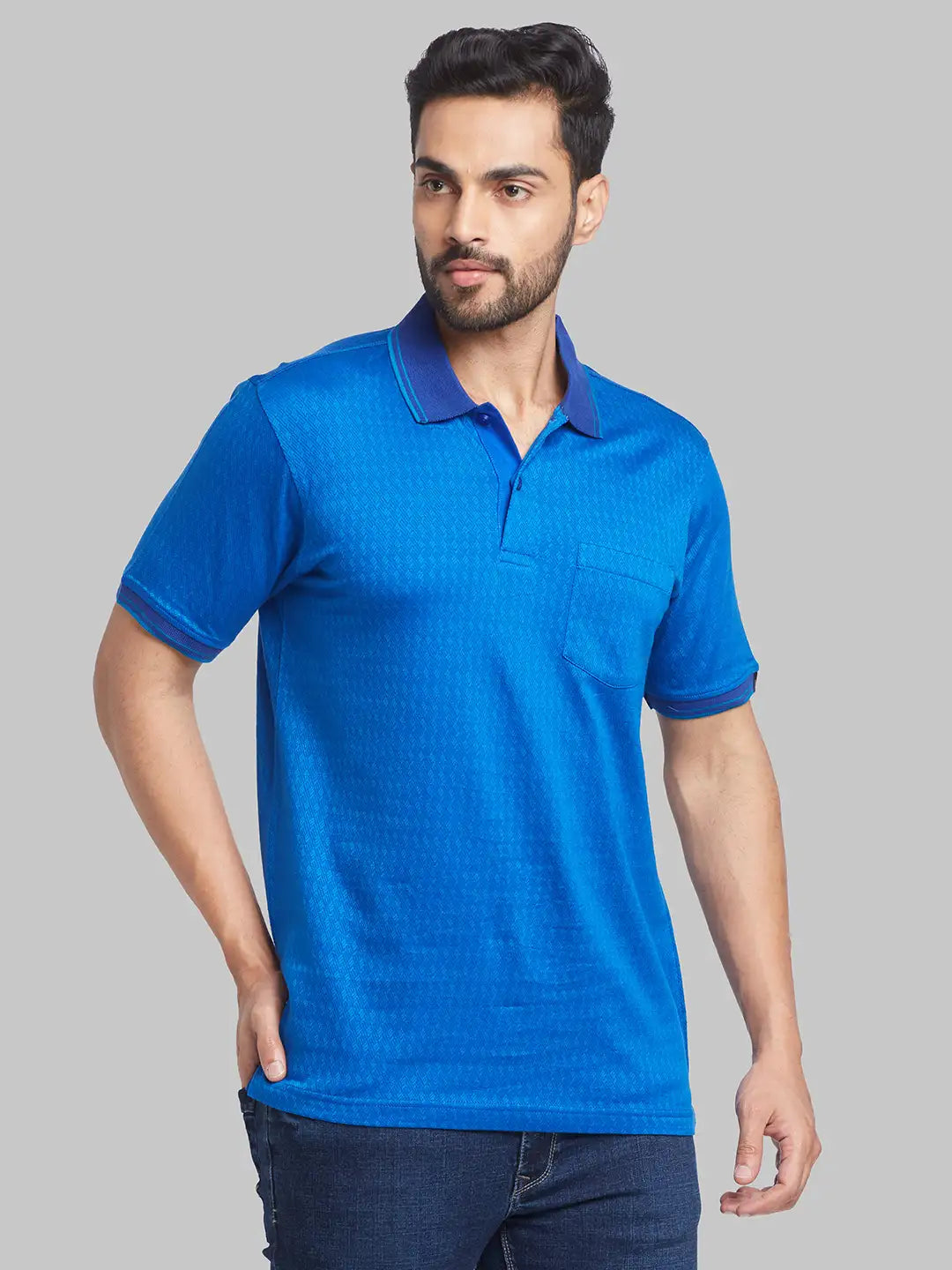 Raymond Men Brown Jacquard Contemporary Fit Cotton T-Shirt