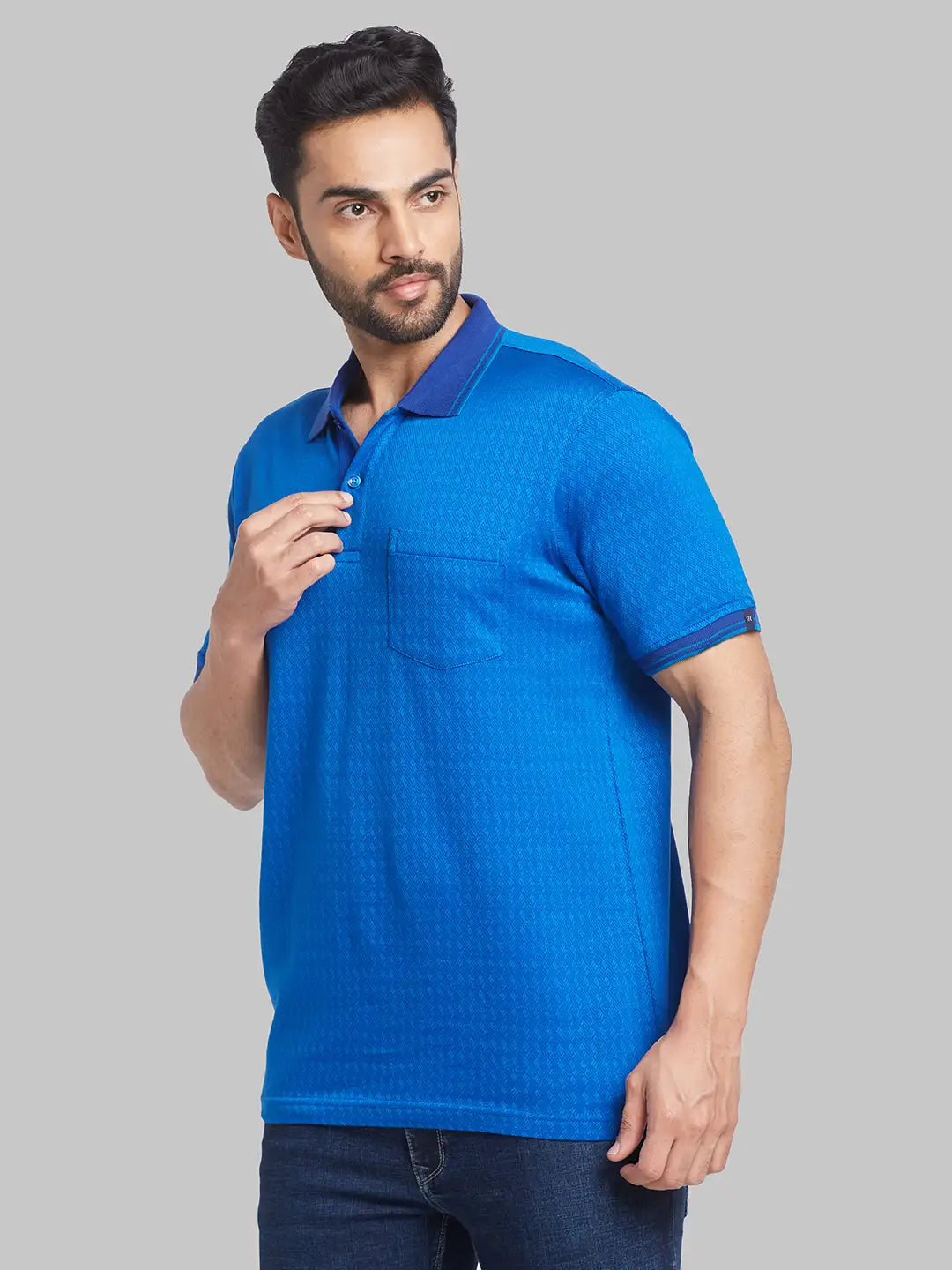 Raymond Men Brown Jacquard Contemporary Fit Cotton T-Shirt