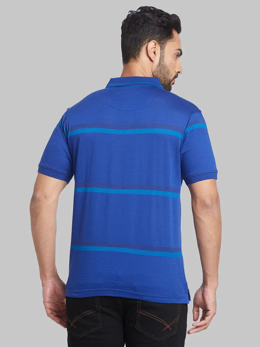 Raymond Men Blue Print Contemporary Fit Cotton T-Shirt