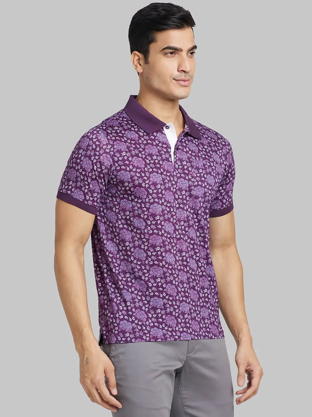 Men Grey Contemporary Fit Print Cotton T-Shirt