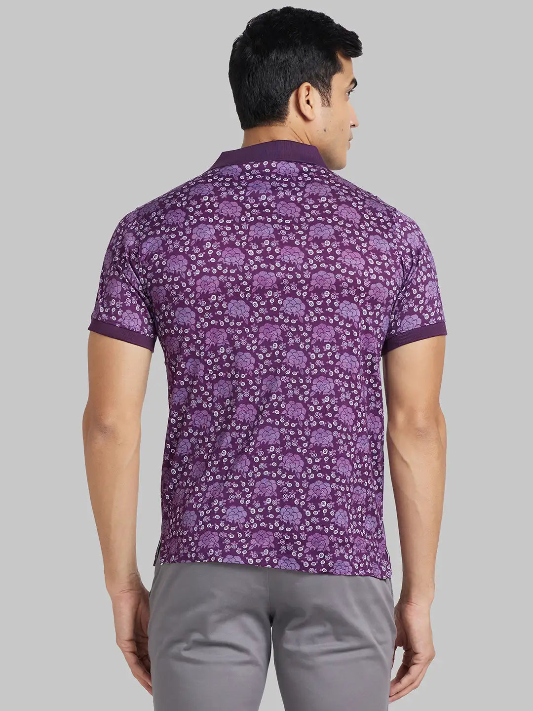 Men Grey Contemporary Fit Print Cotton T-Shirt