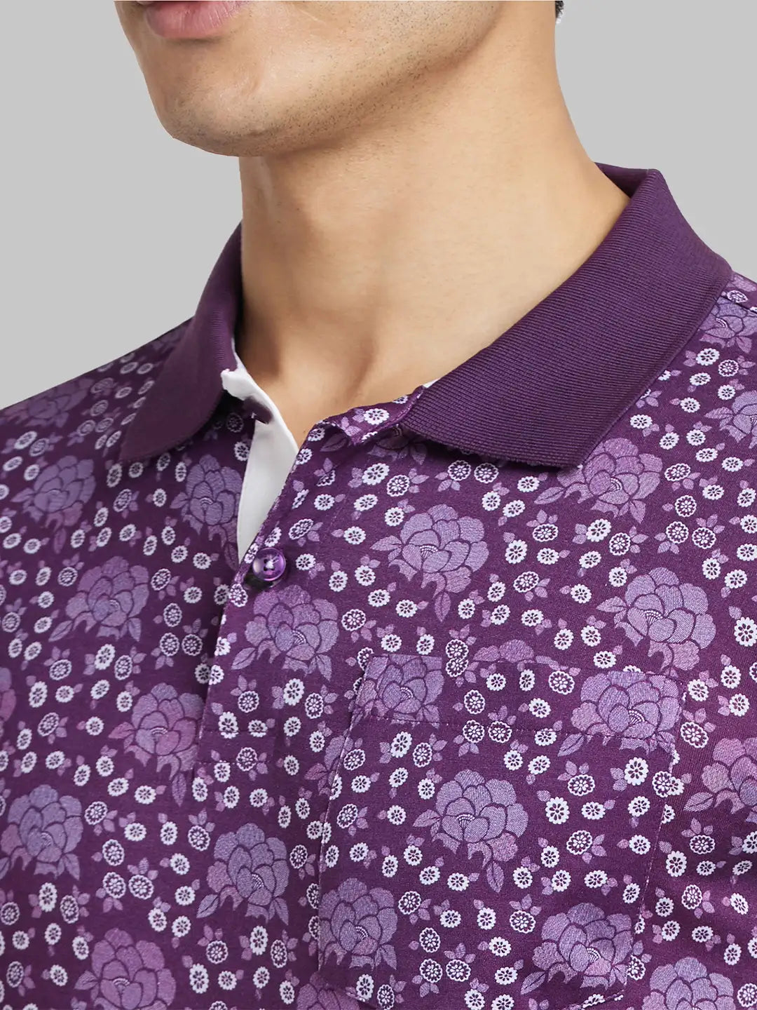 Men Grey Contemporary Fit Print Cotton T-Shirt