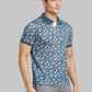 Raymond Men Green Jacquard Contemporary Fit Cotton T-Shirt