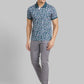 Raymond Men Green Jacquard Contemporary Fit Cotton T-Shirt
