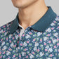 Raymond Men Green Jacquard Contemporary Fit Cotton T-Shirt
