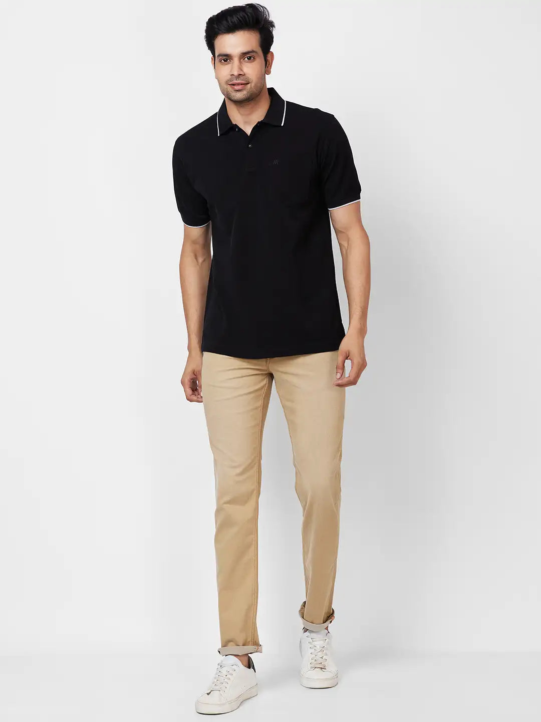 Raymond Contemporary Fit Solid Light Red T-Shirt
