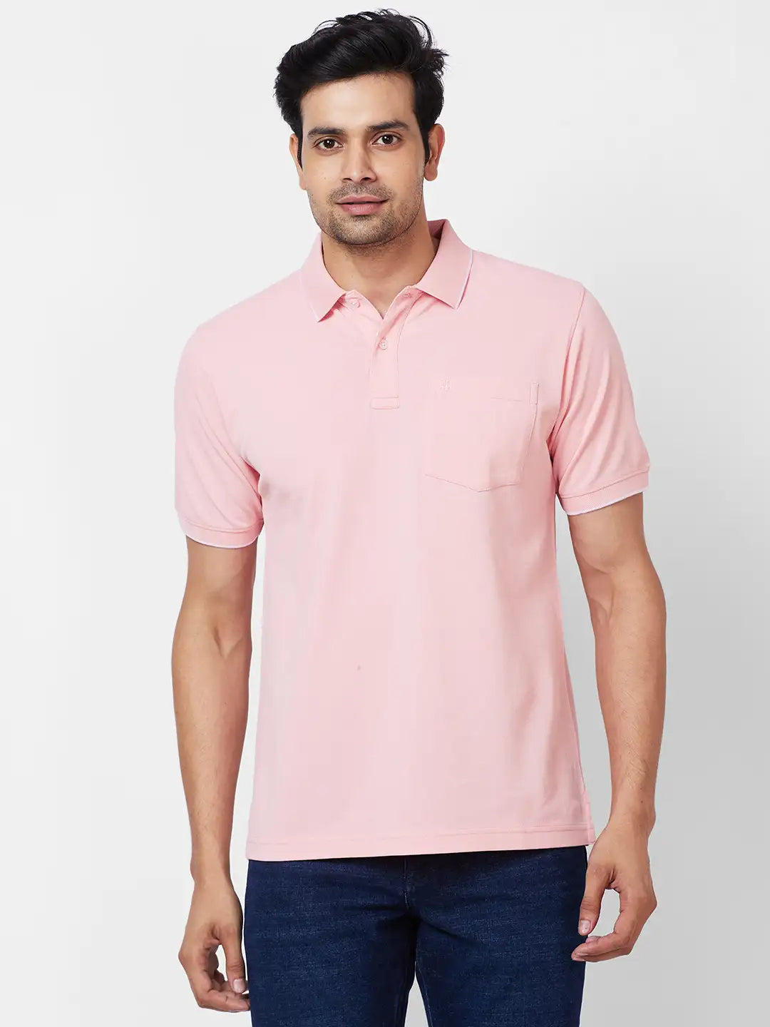 Raymond Contemporary Fit Woven Design Light Blue T-Shirt