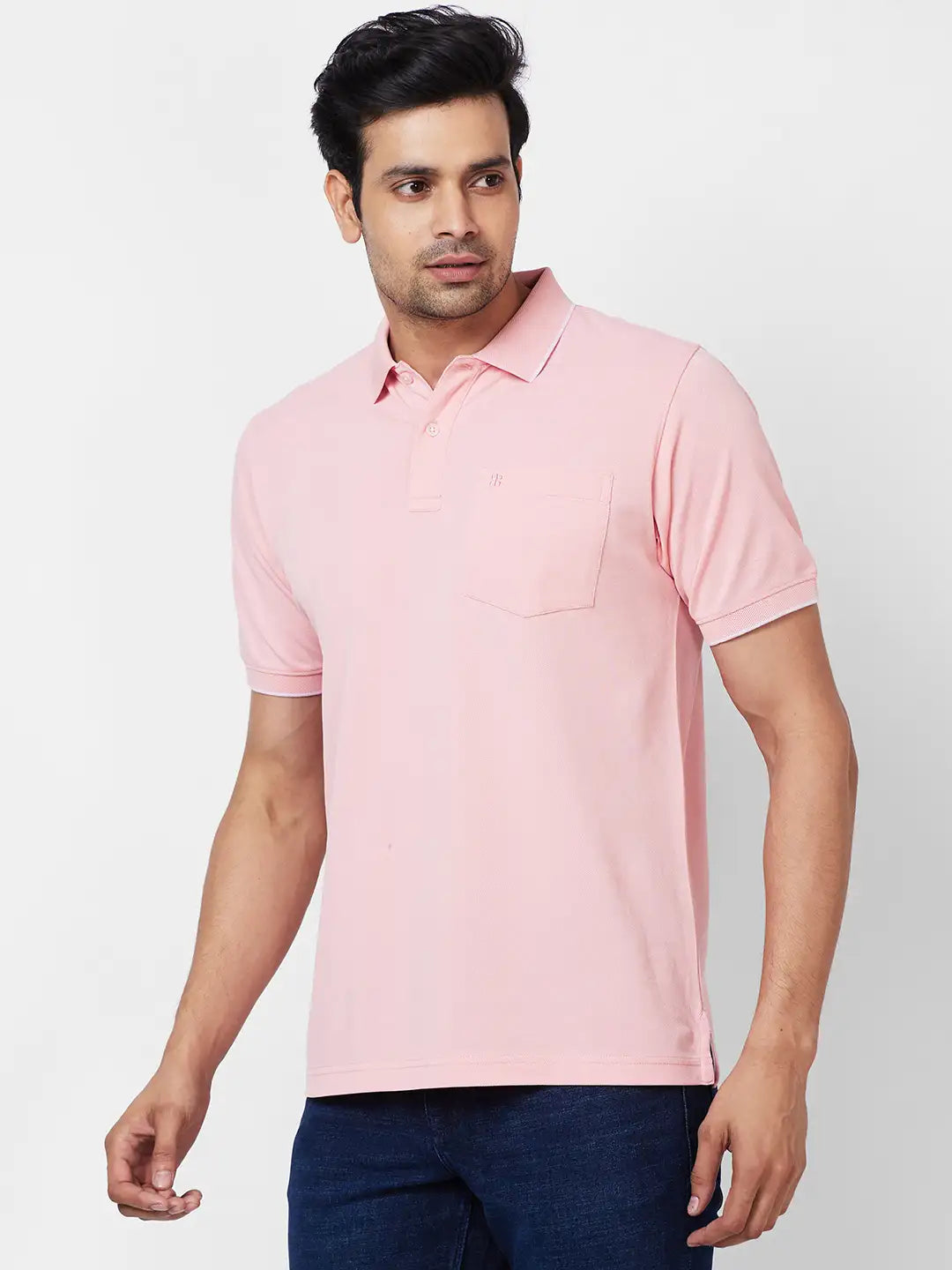 Raymond Contemporary Fit Woven Design Light Blue T-Shirt