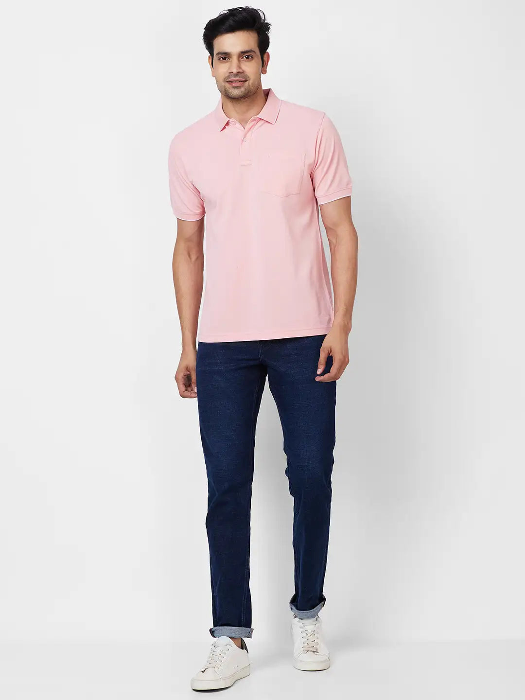 Raymond Contemporary Fit Woven Design Light Blue T-Shirt