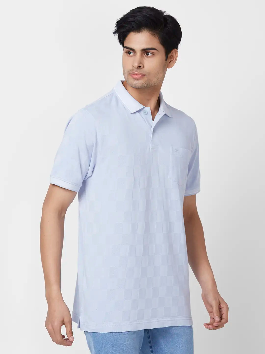 Raymond Contemporary Fit Woven Design Light Red T-Shirt