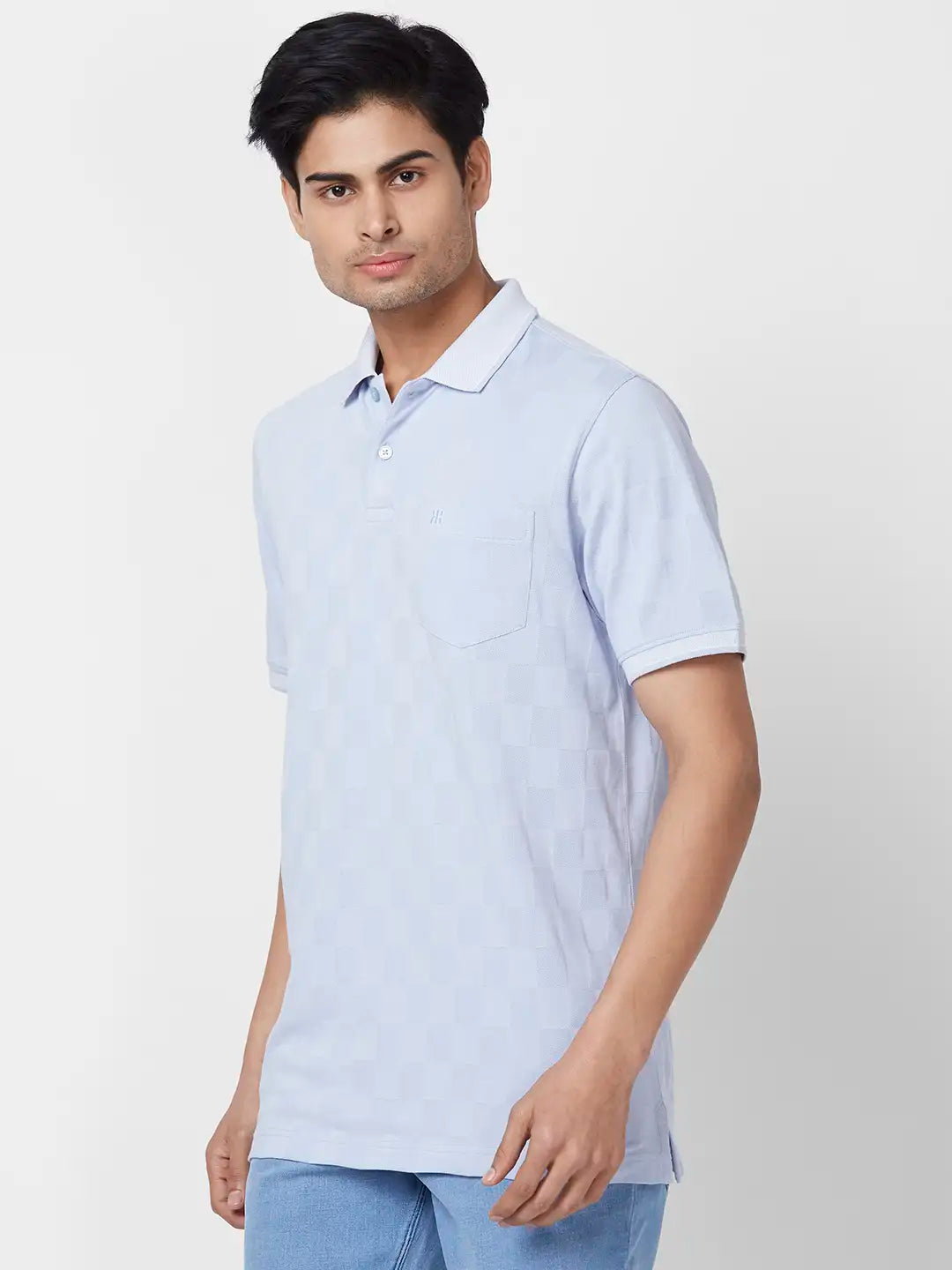 Raymond Contemporary Fit Woven Design Light Red T-Shirt