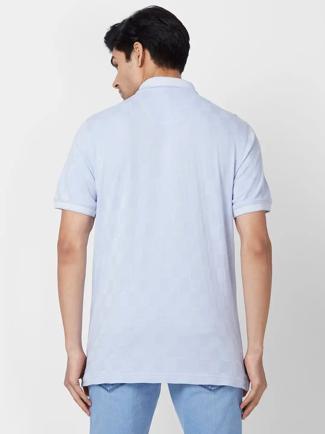 Raymond Contemporary Fit Woven Design Light Red T-Shirt
