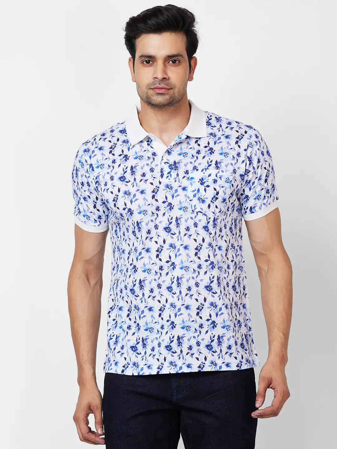 Raymond Contemporary Fit Printed Medium Brown T-Shirt