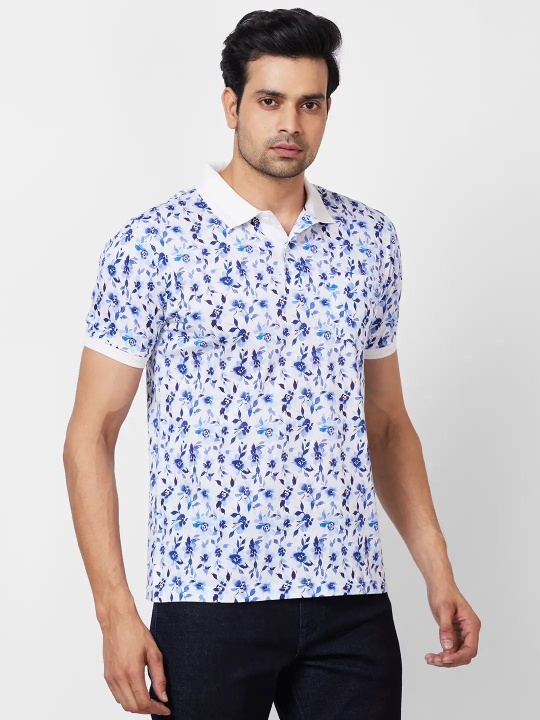 Raymond Contemporary Fit Printed Medium Brown T-Shirt