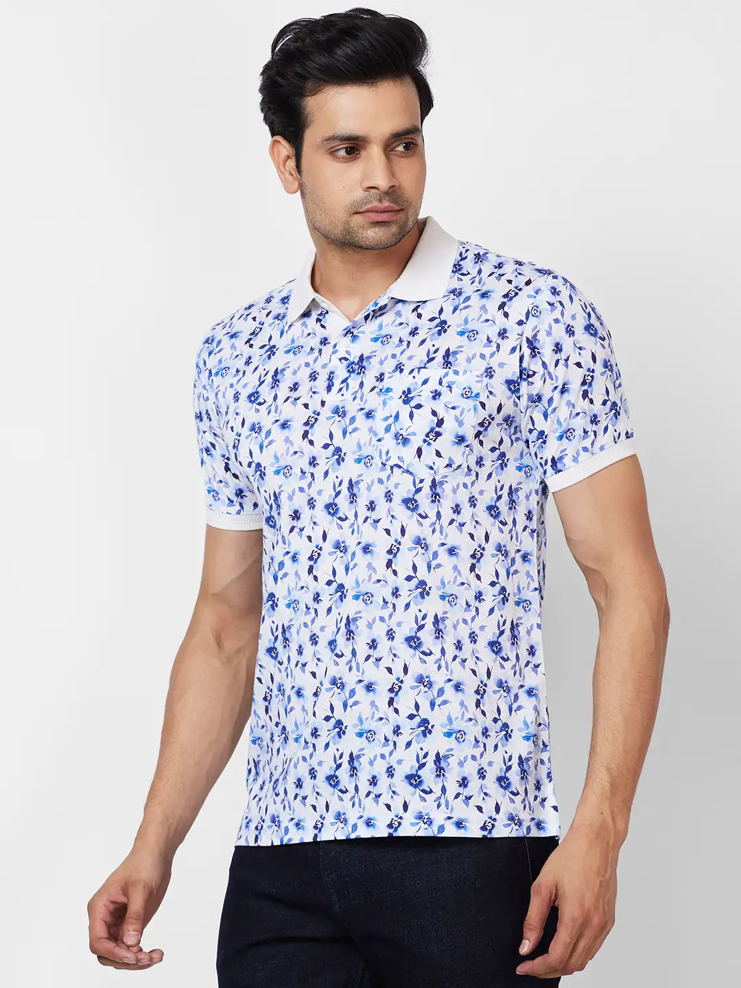 Raymond Contemporary Fit Printed Medium Brown T-Shirt
