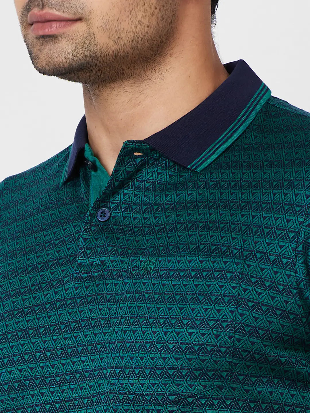 Raymond Contemporary Fit Printed Medium Green T-Shirt