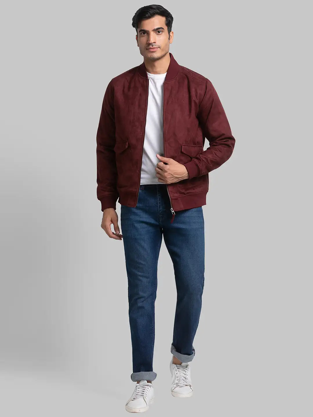 Men Regular Fit Blue Jacket
