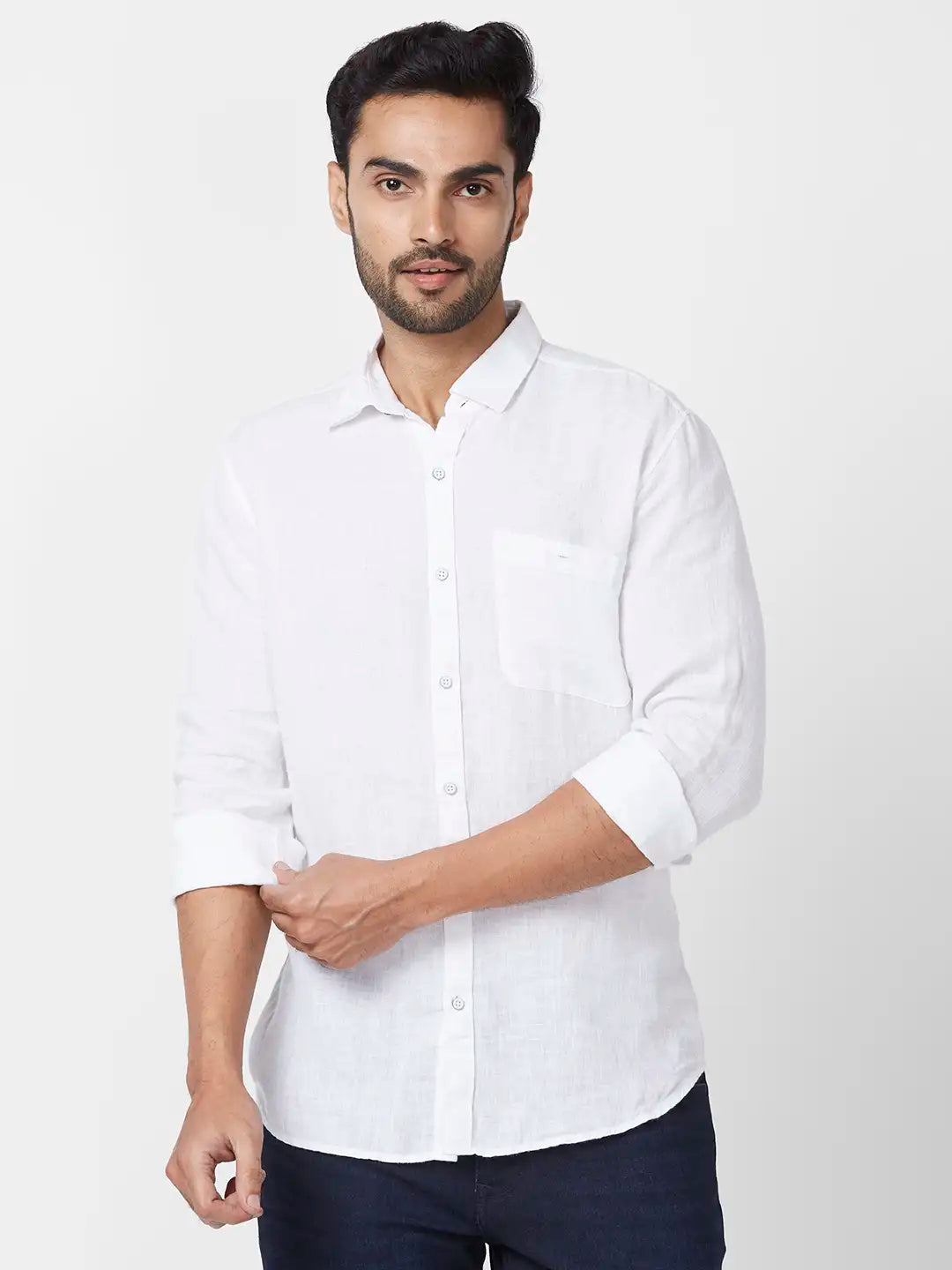 Raymond Slim Fit Woven Design Dark Green Shirt