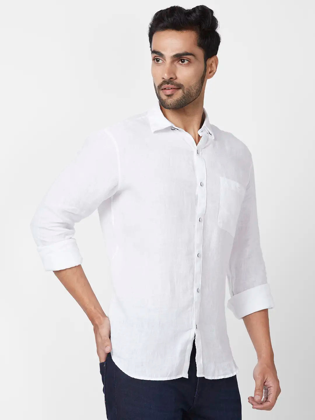 Raymond Slim Fit Woven Design Dark Green Shirt