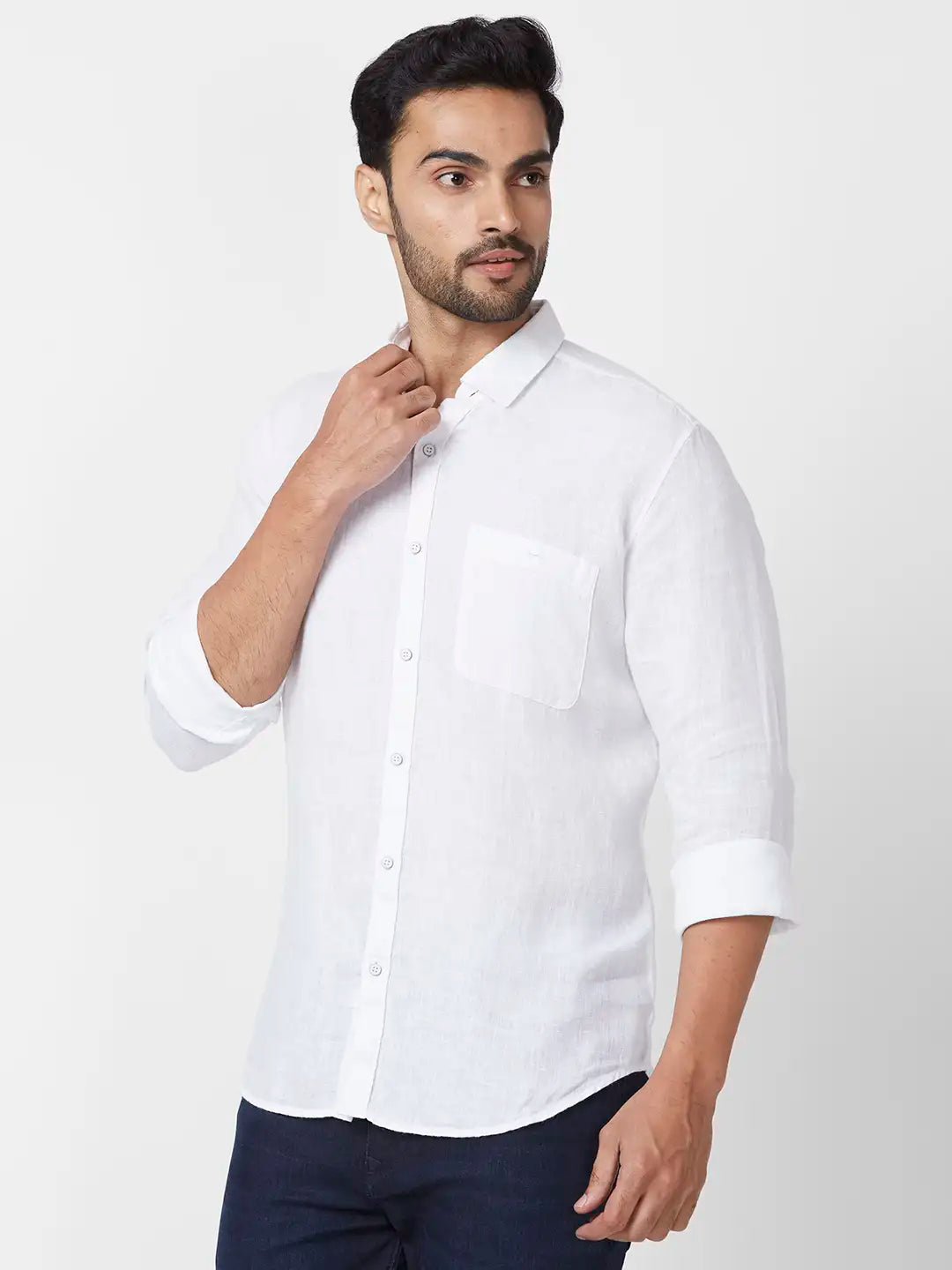 Raymond Slim Fit Woven Design Dark Green Shirt