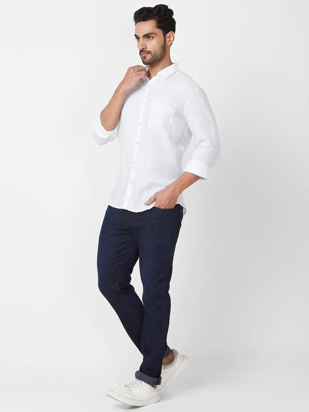 Raymond Slim Fit Woven Design Dark Green Shirt