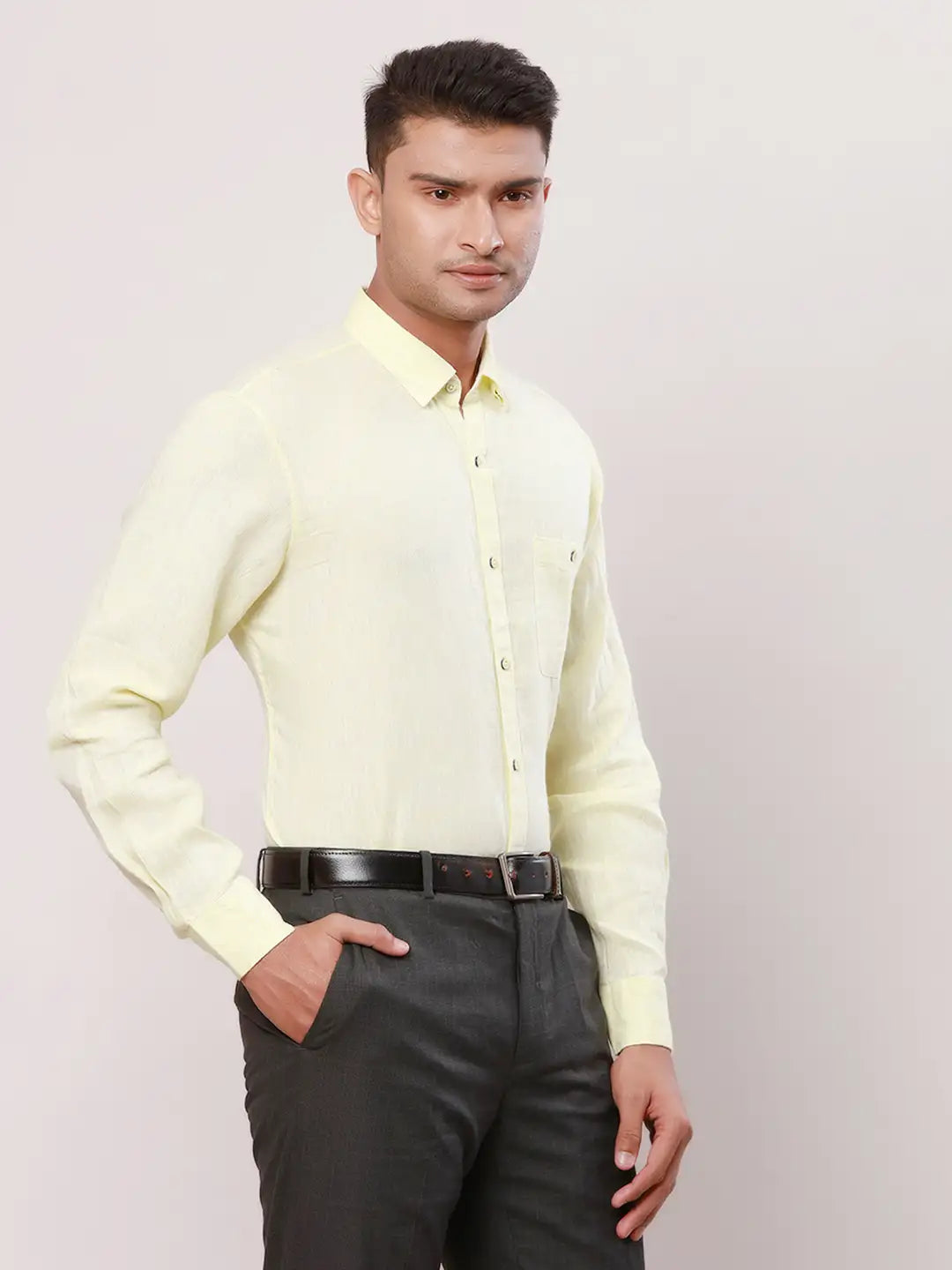 Raymond Men Blue Jacquard Slim Fit Cotton Regular Collar Shirt