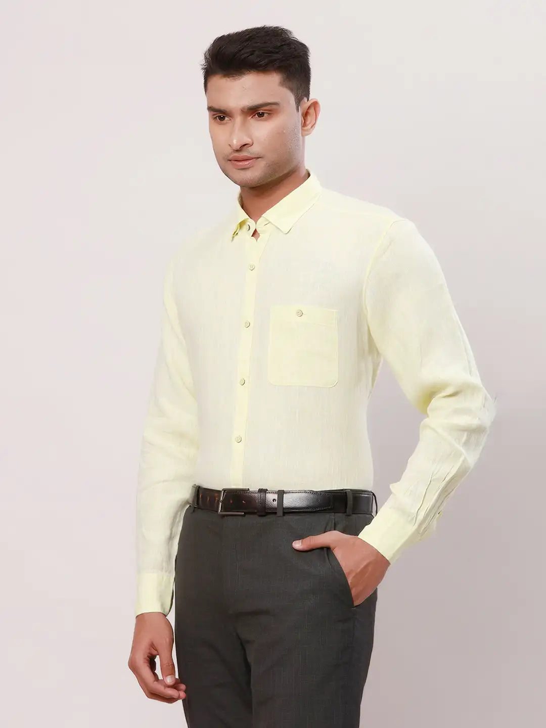 Raymond Men Blue Jacquard Slim Fit Cotton Regular Collar Shirt