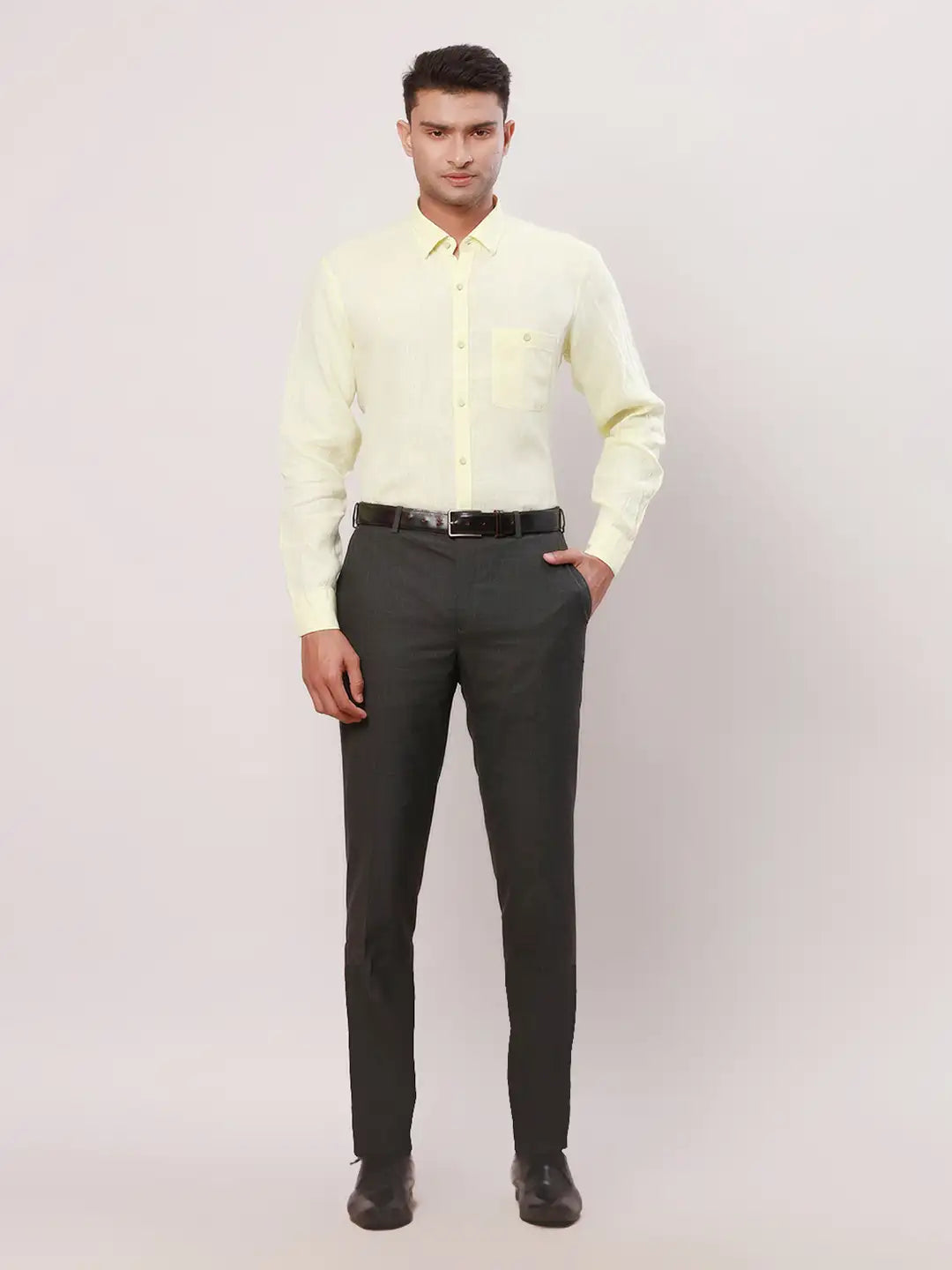 Raymond Men Blue Jacquard Slim Fit Cotton Regular Collar Shirt