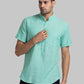 Men Red Contemporary Fit Solid Cotton Shirts