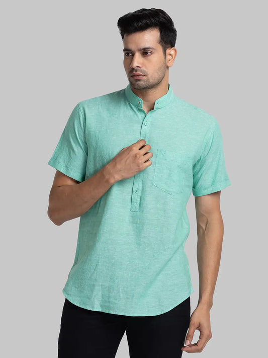 Men Red Contemporary Fit Solid Cotton Shirts