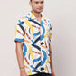 Raymond Men Blue Print Contemporary Fit Cotton Half Sleeve Resort Collar Shirt
