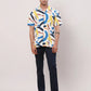 Raymond Men Blue Print Contemporary Fit Cotton Half Sleeve Resort Collar Shirt