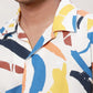 Raymond Men Blue Print Contemporary Fit Cotton Half Sleeve Resort Collar Shirt