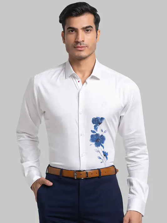 Men Slim Fit White Shirt