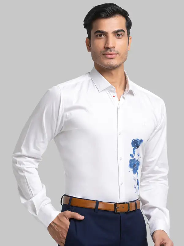 Men Slim Fit White Shirt