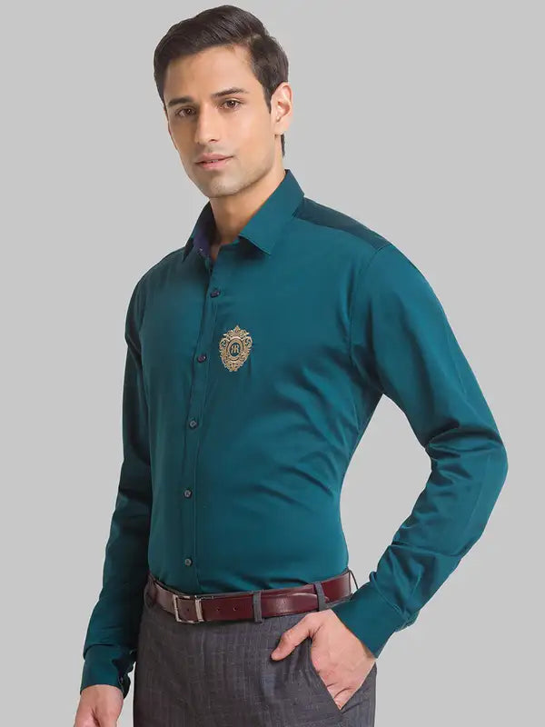 Men Slim Fit Blue Shirt