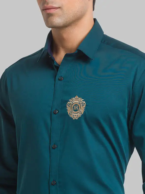 Men Slim Fit Blue Shirt