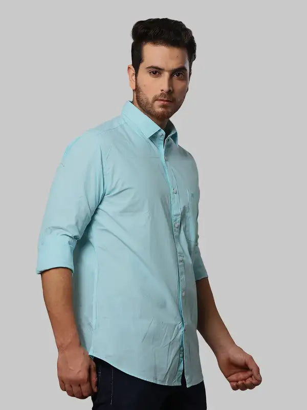 Men Slim Fit Blue Shirt