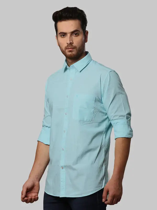 Men Slim Fit Blue Shirt