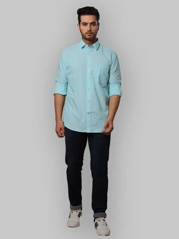 Men Slim Fit Blue Shirt