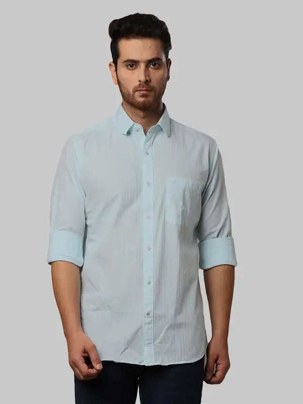 Men Slim Fit Blue Shirt