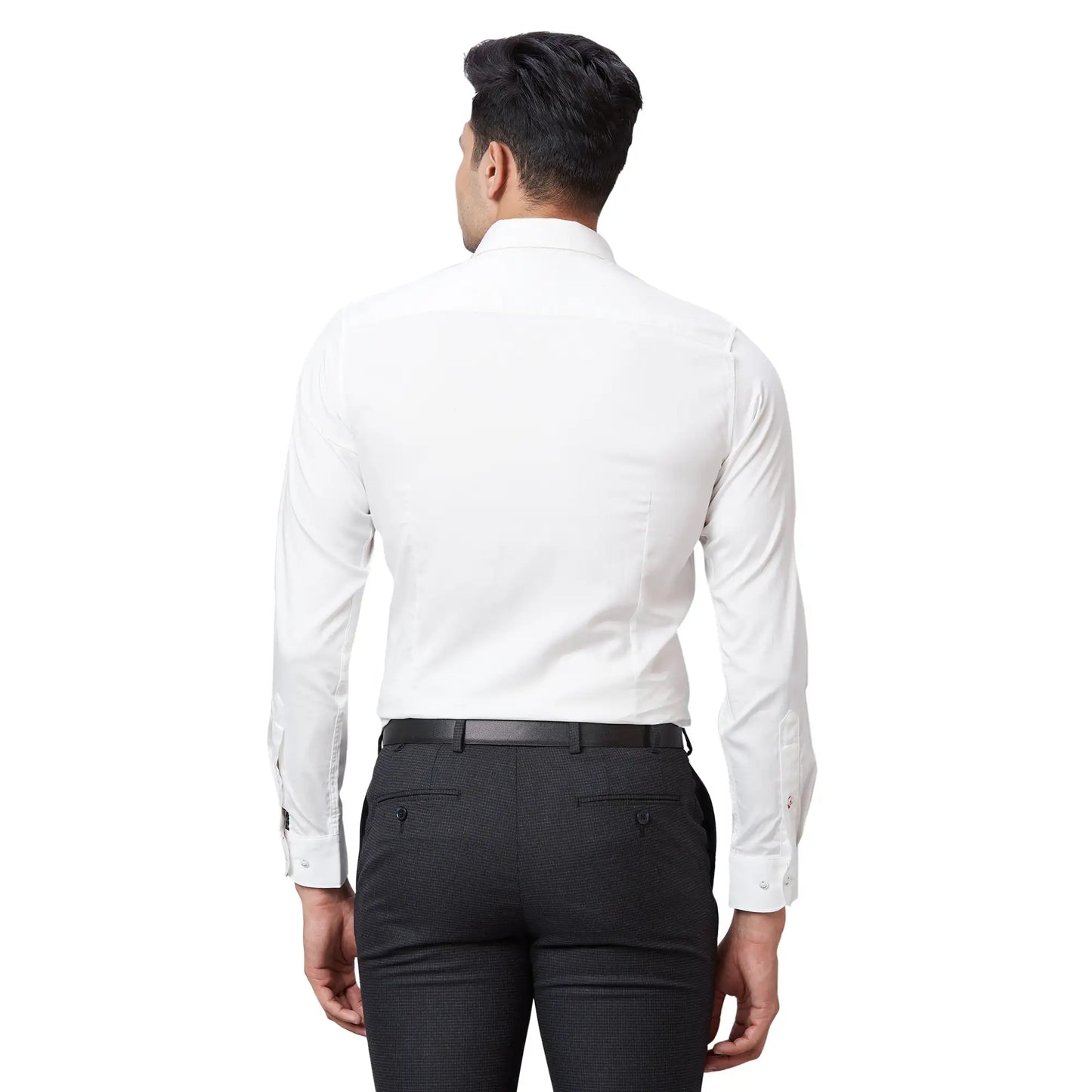 White Slim Straight Fit Regular Collar Long Sleeves Men's Shirt by Being Human Clothing main image 0